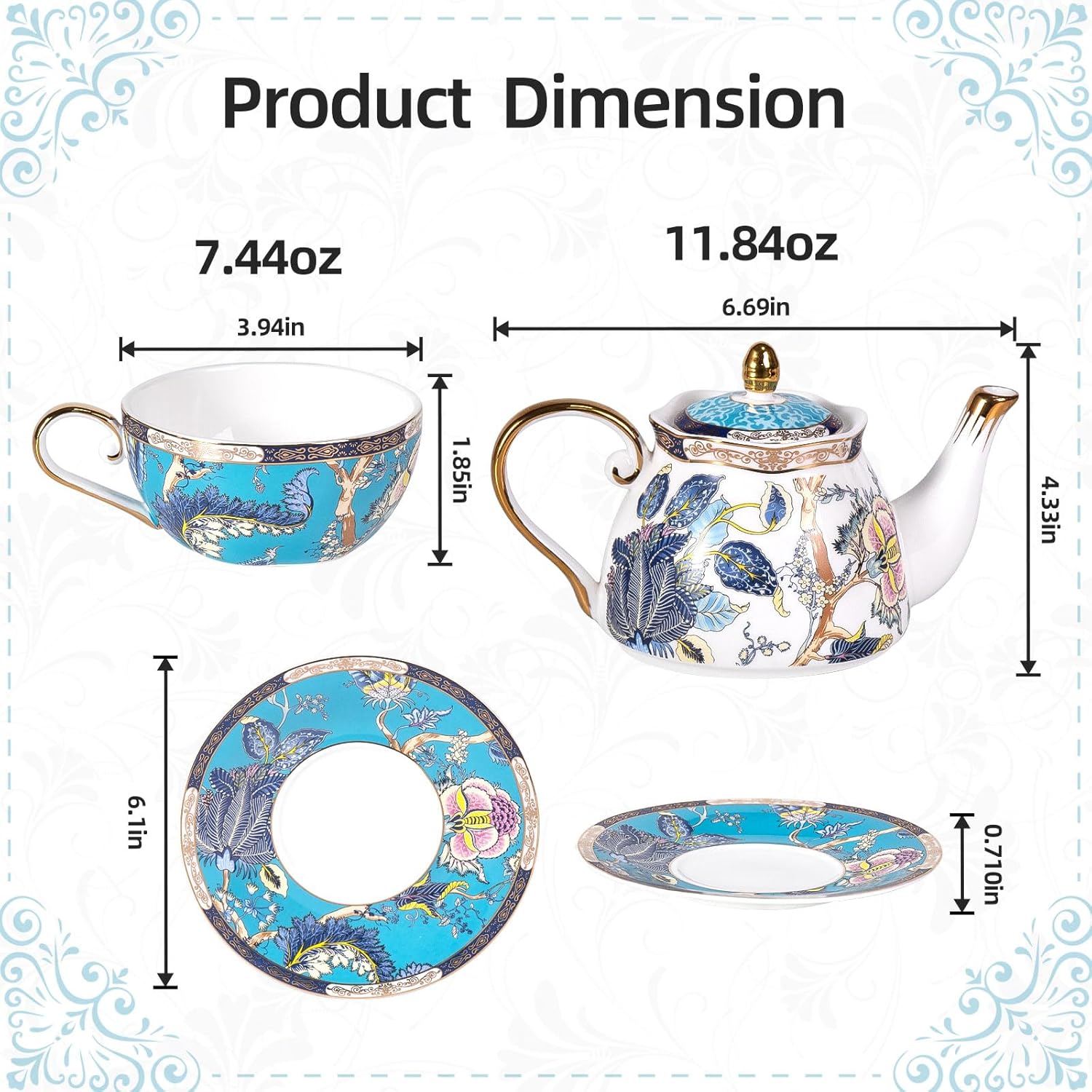 KAMMAK 8KPGH005 ceramic teapot front view in product description