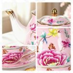 KAMMAK Tea for One, Porcelain Teapot and Cup Set, Bone China Tea Pot and Saucers Set,Ceramic Tea Set for Party, Home, Colored Tea Cups and Saucer Set for Coffee,Cappuccino,Tea, GH9