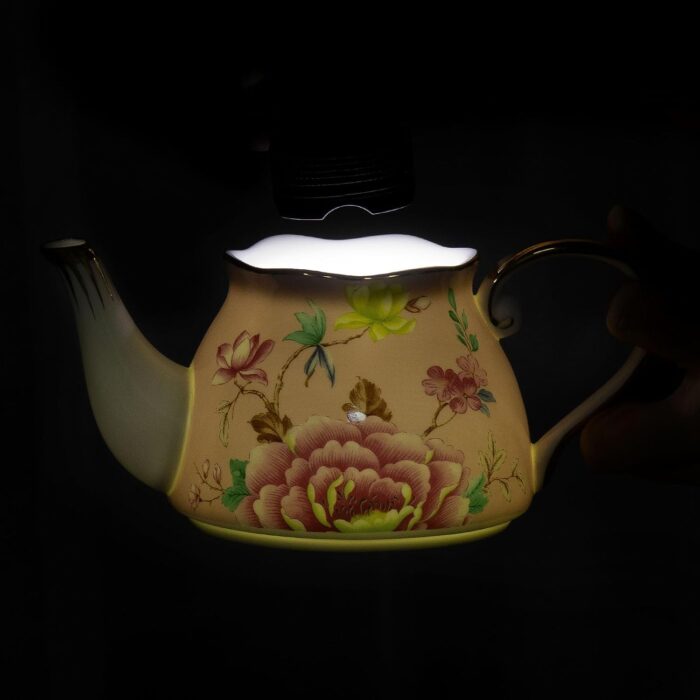 KAMMAK Tea for One, Porcelain Teapot and Cup Set, Bone China Tea Pot and Saucers Set,Ceramic Tea Set for Party, Home, Colored Tea Cups and Saucer Set for Coffee,Cappuccino,Tea, GH9