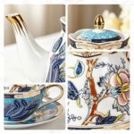 KAMMAK Tea for One, Porcelain Teapot and Cup Set, Bone China Tea Pot and Saucers Set,Ceramic Tea Set for Party, Home, Colored Tea Cups and Saucer Set for Coffee,Cappuccino,Tea, GH5 KAMMAK 8KPGH005 ceramic teapot shape and proportion detail image 3