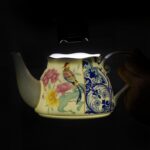 KAMMAK Tea for One, Porcelain Teapot and Cup Set, Bone China Tea Pot and Saucers Set,Ceramic Tea Set for Party, Home, Colored Tea Cups and Saucer Set for Coffee,Cappuccino,Tea,...