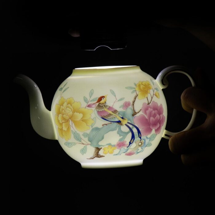 KAMMAK Teapot with Teapot Warmer, 11.8oz Porcelain Tea Pot with Gold Trim, Small Tea Pot with Handle, Blooming & Loose Leaf Teapot, Festive Holiday Serveware, Gifts for Women