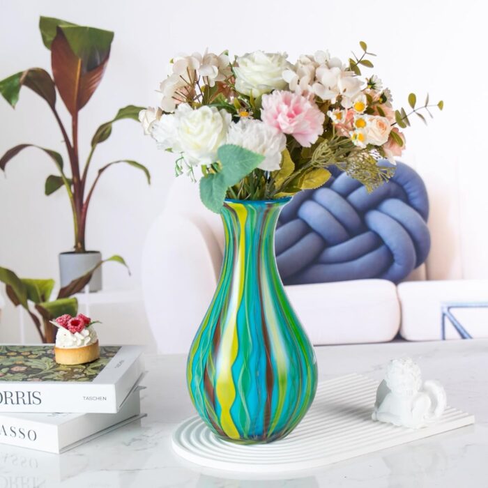 Modern Art Vase for Flower Mantle Dining Table Centerpiece, Entryway Living Room Wedding Decoration (JG2009) KAMMAK 8HPJG02009 glass vase styled on dining table image 6
