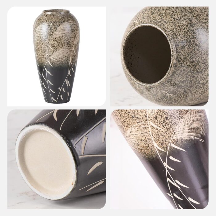 Modern Ceramic Vase, Decorative Flower Vases for Home, Pottery Vases for Living Room, Kitchen, Bedroom, Shelf, Rustic Farmhouse, Bookshelf, Table Décor（ZH04）