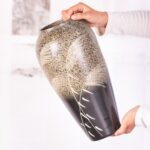 Modern Ceramic Vase, Decorative Flower Vases for Home, Pottery Vases for Living Room, Kitchen, Bedroom, Shelf, Rustic Farmhouse, Bookshelf, Table Décor（ZH04）