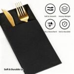 KAMMAK Black Napkins Disposable with Pocket Dinner Paper Napkins 50 Pack Linen Feel Prefolded Guest Hand Towels for Party Decoration, Wedding Decorative, Cocktail Reception,...