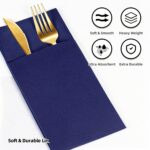 KAMMAK Blue Napkins Disposable 50 Pack Cloth like Paper Dinner Napkins Folded with Pocket Navy Blue Napkins Hand Towel for Wedding Reception, Party Decoration, Bathroon, Kitchen...