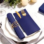 KAMMAK Blue Napkins Disposable 50 Pack Cloth like Paper Dinner Napkins Folded with Pocket Navy Blue Napkins Hand Towel for Wedding Reception, Party Decoration, Bathroon, Kitchen...