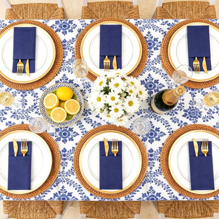 KAMMAK Blue Napkins Disposable 50 Pack Cloth like Paper Dinner Napkins Folded with Pocket Navy Blue Napkins Hand Towel for Wedding Reception, Party Decoration, Bathroon, Kitchen...