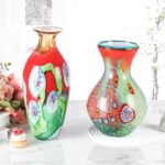 KAMMAK Colored Glass Vase, Beautiful Hand Blown Decorative Vase, Modern Art Vase for Flower Mantle Dining Table Centerpiece, Entryway Living Room Wedding Decoration (JG2089)