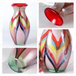 KAMMAK Colored Glass Vase, Beautiful Hand Blown Decorative Vase, Modern Art Vase for Flower Mantle Dining Table Centerpiece, Entryway Living Room Wedding Decoration (JG2160)