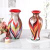 KAMMAK Colored Glass Vase, Beautiful Hand Blown Decorative Vase, Modern Art Vase for Flower Mantle Dining Table Centerpiece, Entryway Living Room Wedding Decoration (JG2160) KAMMAK 8HPJG02160 glass vase styled on dining table image 5