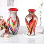 KAMMAK Colored Glass Vase, Beautiful Hand Blown Decorative Vase, Modern Art Vase for Flower Mantle Dining Table Centerpiece, Entryway Living Room Wedding Decoration (JG2160)