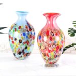 KAMMAK Colored Glass Vase, Beautiful Hand Blown Decorative Vase, Modern Art Vase for Flower Mantle Dining Table Centerpiece, Entryway Living Room Wedding Decoration, 8HPFH02130