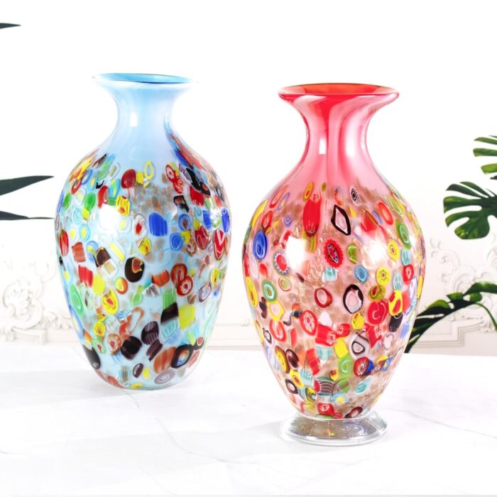 KAMMAK Colored Glass Vase, Beautiful Hand Blown Decorative Vase, Modern Art Vase for Flower Mantle Dining Table Centerpiece, Entryway Living Room Wedding Decoration, 8HPFH02130