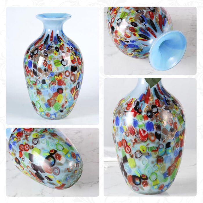 KAMMAK Colored Glass Vase, Beautiful Hand Blown Decorative Vase, Modern Art Vase for Flower Mantle Dining Table Centerpiece, Entryway Living Room Wedding Decoration, 8HPFH02130