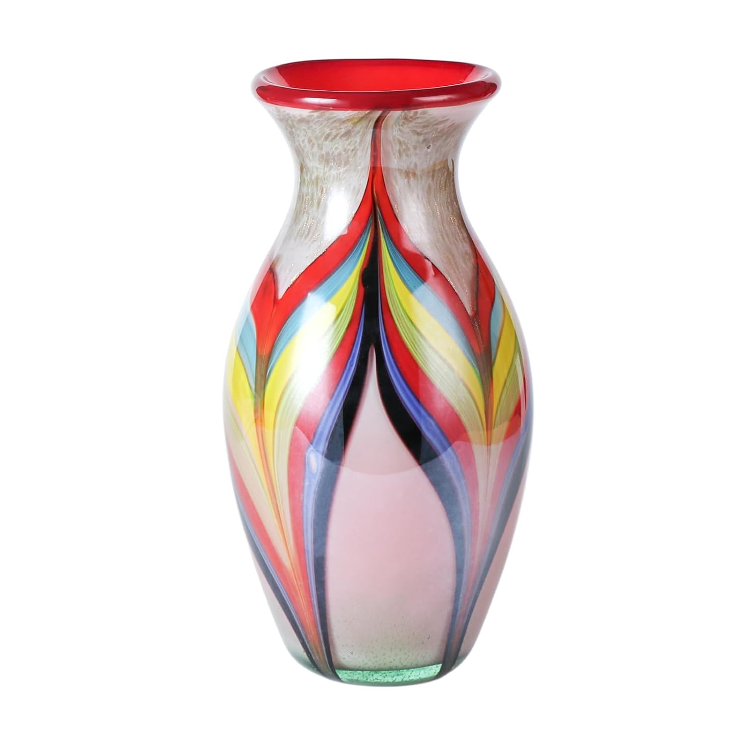 KAMMAK Colored Glass Vase, Beautiful Hand Blown Decorative Vase, Modern Art Vase for Flower Mantle Dining Table Centerpiece, Entryway Living Room Wedding Decoration (JG2160) KAMMAK 8HPJG02160 glass vase product card image