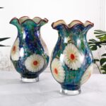 KAMMAK Colored Glass Vase, Beautiful Hand Blown Decorative Vase, Modern Art Vase for Flower Mantle Dining Table Centerpiece, Entryway Living Room Wedding Decoration, 8HPFH02133