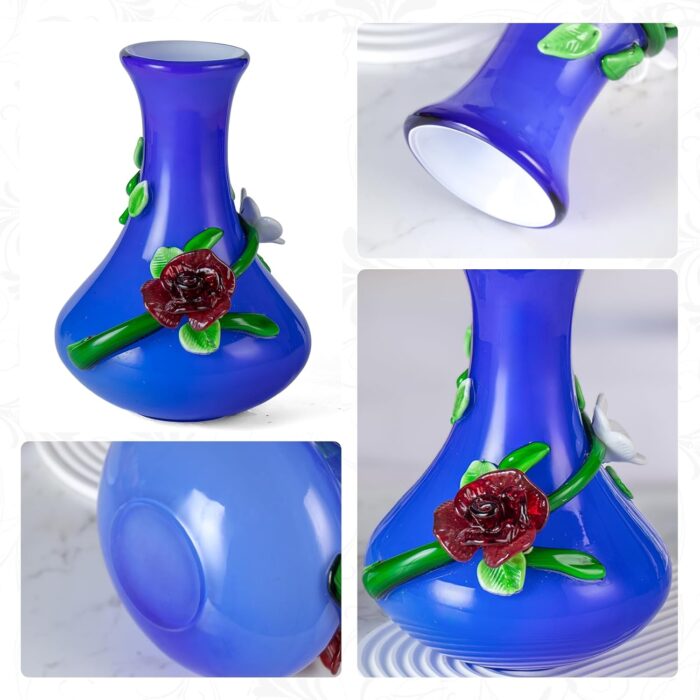 KAMMAK Colored Glass Vase, Beautiful Hand Blown Decorative Vase, Modern Art Vase for Flower Mantle Dining Table Centerpiece, Entryway Living Room Wedding Decoration (JG2023)
