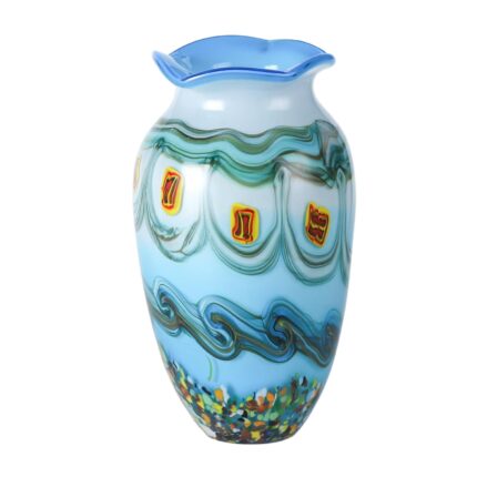 KAMMAK Colored Glass Vase, Beautiful Hand Blown Decorative Vase, Modern Art Vase for Flower Mantle Dining Table Centerpiece, Entryway Living Room Wedding Decoration (JG2091)