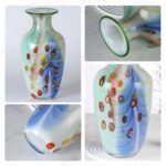 KAMMAK Colored Glass Vase, Beautiful Hand Blown Decorative Vase, Modern Art Vase for Flower Mantle Dining Table Centerpiece, Entryway Living Room Wedding Decoration (JG2072)