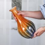 KAMMAK Colored Glass Vase, Beautiful Hand Blown Decorative Vase, Modern Art Vase for Flower Mantle Dining Table Centerpiece, Entryway Living Room Wedding Decoration (JG2083) KAMMAK 8HPJG02083 glass vase close-up material texture detail image 4