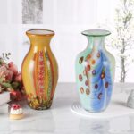 KAMMAK Colored Glass Vase, Beautiful Hand Blown Decorative Vase, Modern Art Vase for Flower Mantle Dining Table Centerpiece, Entryway Living Room Wedding Decoration (JG2072)