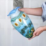 KAMMAK Colored Glass Vase, Beautiful Hand Blown Decorative Vase, Modern Art Vase for Flower Mantle Dining Table Centerpiece, Entryway Living Room Wedding Decoration (JG2091)