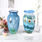 KAMMAK Colored Glass Vase, Beautiful Hand Blown Decorative Vase, Modern Art Vase for Flower Mantle Dining Table Centerpiece, Entryway Living Room Wedding Decoration (JG2091)