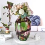KAMMAK Colored Glass Vase, Beautiful Hand Blown Decorative Vase, Modern Art Vase for Flower Mantle Dining Table Centerpiece, Entryway Living Room Wedding Decoration (JG2153)