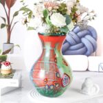 KAMMAK Colored Glass Vase, Beautiful Hand Blown Decorative Vase, Modern Art Vase for Flower Mantle Dining Table Centerpiece, Entryway Living Room Wedding Decoration (JG2089)