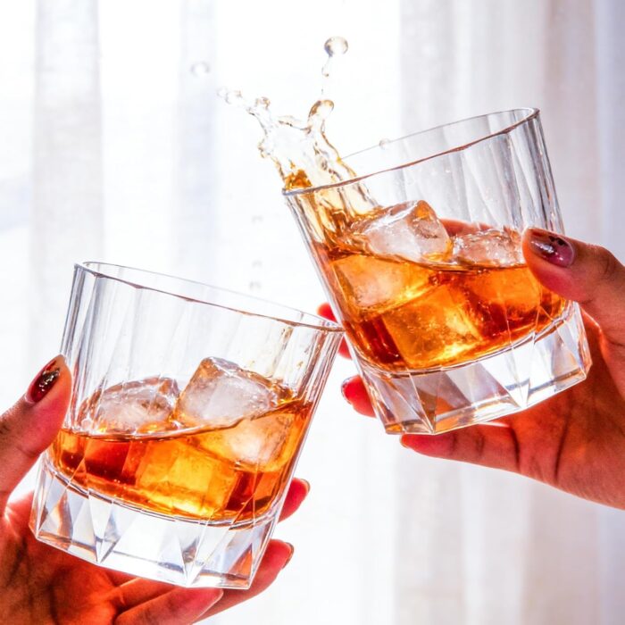 KAMMAK Crystal Whiskey Glasses Set of 2, Handcrafted 9.47oz Old Fashioned Glasses Stemless, Luxury Cocktail Glasses, Hand Blown Scotch Cup for Women, Men Gift for Rocks, Bourbon...