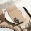 KAMMAK Khaki Napkins Disposable with Pocket 100 Pack Cloth like Paper Dinner Napkins Folded Hand Towel for Party Decoration, Wedding Reception, Bathroon and Kitchen (16.5 x 16.5... KAMMAK 7KPSP987N dinner napkins close-up material texture detail image 4
