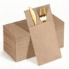 KAMMAK Khaki Napkins Disposable with Pocket 100 Pack Cloth like Paper Dinner Napkins Folded Hand Towel for Party Decoration, Wedding Reception, Bathroon and Kitchen (16.5 x 16.5... KAMMAK 7KPSP987N dinner napkins side angle view showing silhouette