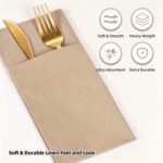 KAMMAK Khaki Napkins Disposable with Pocket 100 Pack Cloth like Paper Dinner Napkins Folded Hand Towel for Party Decoration, Wedding Reception, Bathroon and Kitchen (16.5 x 16.5...
