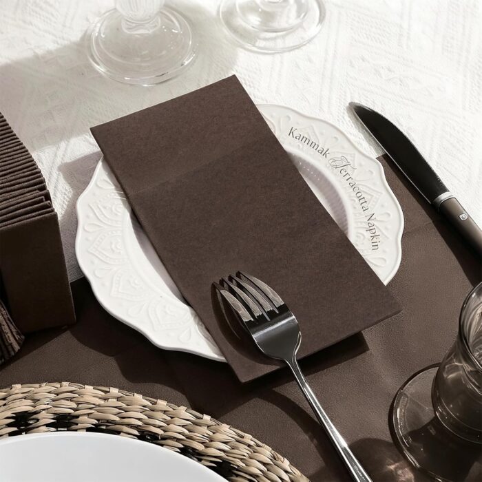 KAMMAK Napkins Disposable Coffee Cloth like Dinner Paper Napkins with Pocket 50 Pack Folded Napkins Wedding Reception Bathroom, Luncheon Guest Hand Towel for Party Decoration,...