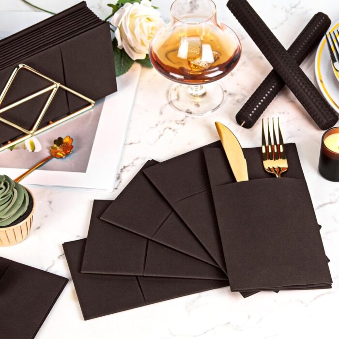 KAMMAK Napkins Disposable Coffee Cloth like Dinner Paper Napkins with Pocket 50 Pack Folded Napkins Wedding Reception Bathroom, Luncheon Guest Hand Towel for Party Decoration,...