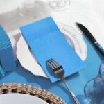 KAMMAK Napkins Disposbale 100 Pack Sky Blue Cloth like Paper Dinner Napkins with Pocket Folded Wedding Napkin Guest Hand Towels for Party Reception, Bathroom, Kitchen,...