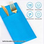 KAMMAK Napkins Disposbale 100 Pack Sky Blue Cloth like Paper Dinner Napkins with Pocket Folded Wedding Napkin Guest Hand Towels for Party Reception, Bathroom, Kitchen,...