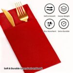 KAMMAK Red Napkins Disposable Dinner Paper Napkins with Pocket 50 Pack Cloth Like Folded Napkin Guest Hand Towels for Wedding Reception, Party Decoration, Bathroom, Kitchen,...
