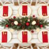 KAMMAK Red Napkins Disposable Dinner Paper Napkins with Pocket 50 Pack Cloth Like Folded Napkin Guest Hand Towels for Wedding Reception, Party Decoration, Bathroom, Kitchen,... KAMMAK 7KPSP994N dinner napkins scale and proportion view image 6