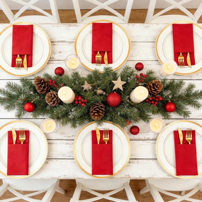 KAMMAK Red Napkins Disposable Dinner Paper Napkins with Pocket 50 Pack Cloth Like Folded Napkin Guest Hand Towels for Wedding Reception, Party Decoration, Bathroom, Kitchen,...