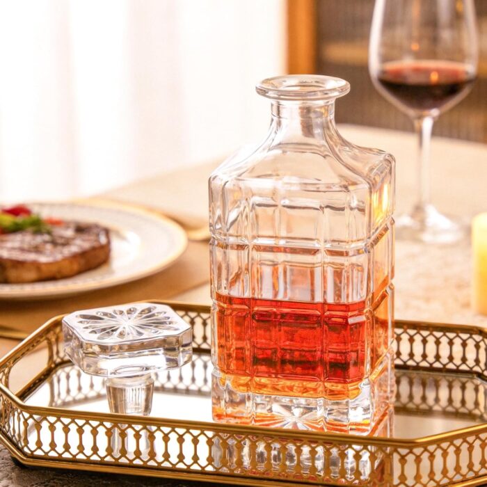 Liquor Decanter, 750ml Glass Decanter with Stopper, Lead Free Elegant Red Wine Carafe, Unique Wine Aerator for Bar, Party, Anniversary, Home, Banquet, Idea Gift for Men and... Liquor Decanter, 750ml Glass Decanter with Stopper, Lead-Free Elegant Red Wine Carafe, Unique Wine Aerator for Bar, Party, Anniversary, Home, Banquet, Idea Gift for Men and...