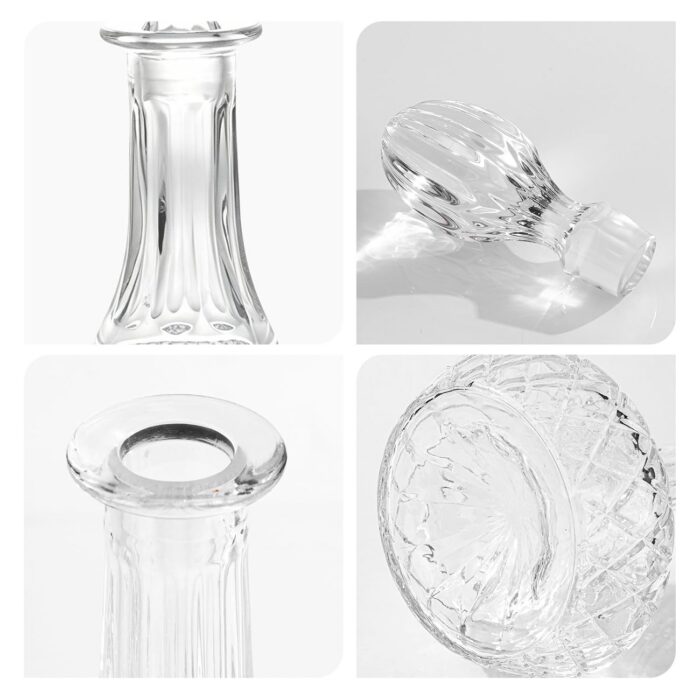 Liquor Decanter, 800ml Glass Decanter with Stopper, Elegant Red Wine Carafe, Unique Wine Aerator for Bar, Party, Anniversary, Home, Banquet, Idea Gift for Men and... KAMMAK 8KPJB003 glass decanter close-up material texture detail image 4