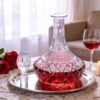 Liquor Decanter, 800ml Glass Decanter with Stopper, Elegant Red Wine Carafe, Unique Wine Aerator for Bar, Party, Anniversary, Home, Banquet, Idea Gift for Men and... KAMMAK 8KPJB003 glass decanter front view for product display