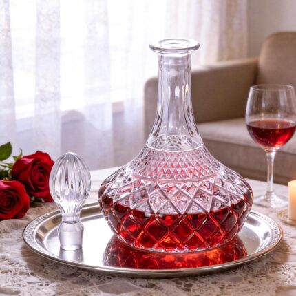 Liquor Decanter, 800ml Glass Decanter with Stopper, Lead-Free Elegant Red Wine Carafe, Unique Wine Aerator for Bar, Party, Anniversary, Home, Banquet, Idea Gift for Men and...