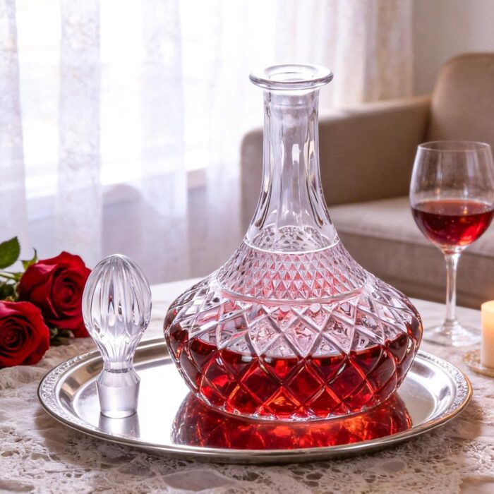 Liquor Decanter, 800ml Glass Decanter with Stopper, Lead Free Elegant Red Wine Carafe, Unique Wine Aerator for Bar, Party, Anniversary, Home, Banquet, Idea Gift for Men and... Liquor Decanter, 800ml Glass Decanter with Stopper, Lead-Free Elegant Red Wine Carafe, Unique Wine Aerator for Bar, Party, Anniversary, Home, Banquet, Idea Gift for Men and...