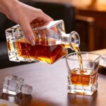 Liquor Decanter, 800ml Glass Decanter with Stopper, Lead-Free Elegant Red Wine Carafe, Unique Wine Aerator for Bar, Party, Anniversary, Home, Banquet, Idea Gift for Men and...
