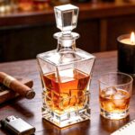 Liquor Decanter, 800ml Glass Decanter with Stopper, Lead-Free Elegant Red Wine Carafe, Unique Wine Aerator for Bar, Party, Anniversary, Home, Banquet, Idea Gift for Men and...