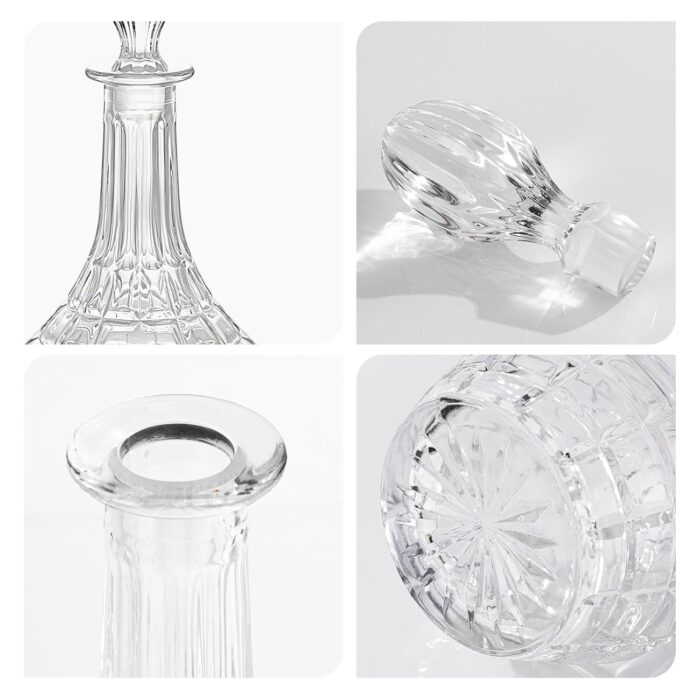 Liquor Decanter, 800ml Glass Decanter with Stopper, Lead-Free Elegant Red Wine Carafe, Unique Wine Aerator for Bar, Party, Anniversary, Home, Banquet, Idea Gift for Men and...